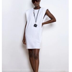 The Frankie Shop Tina Padded Shoulder T-Shirt Dress